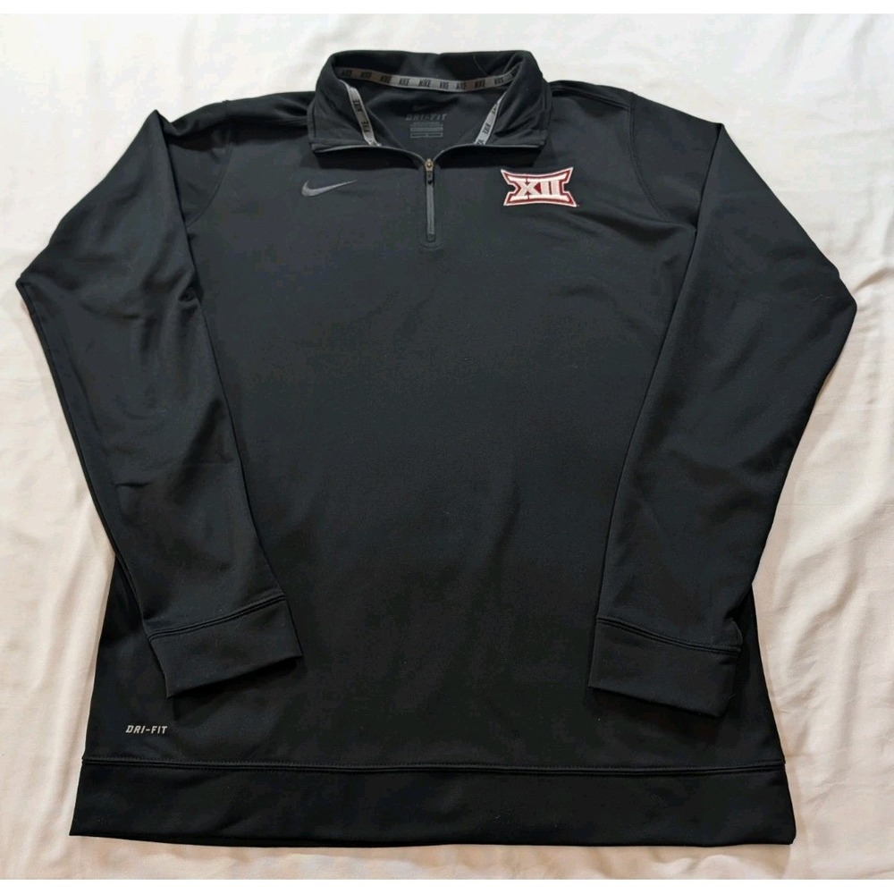 Nike Big XII‎ Dri-FIT Quarter Zip Pullover Sweatshirt Men's Large Black